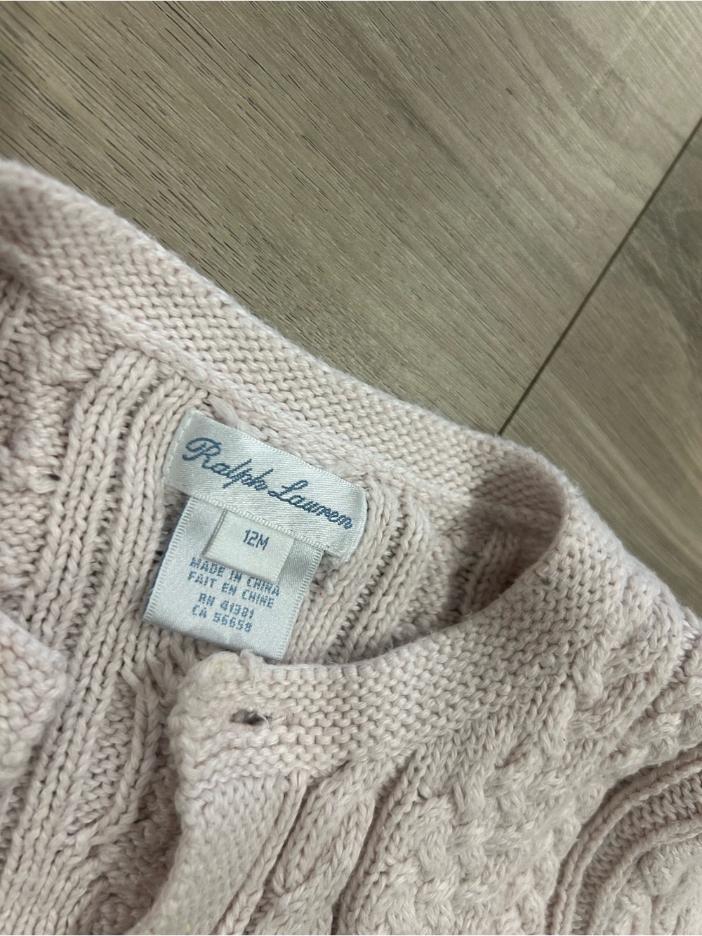 Ralph Lauren Pale Blush Cable-Knit Cardigan